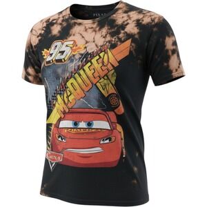 Disney Pixar Cars Lightning McQueen Tie Dye Graphic T-Shirt Mens 1X Black Orange
